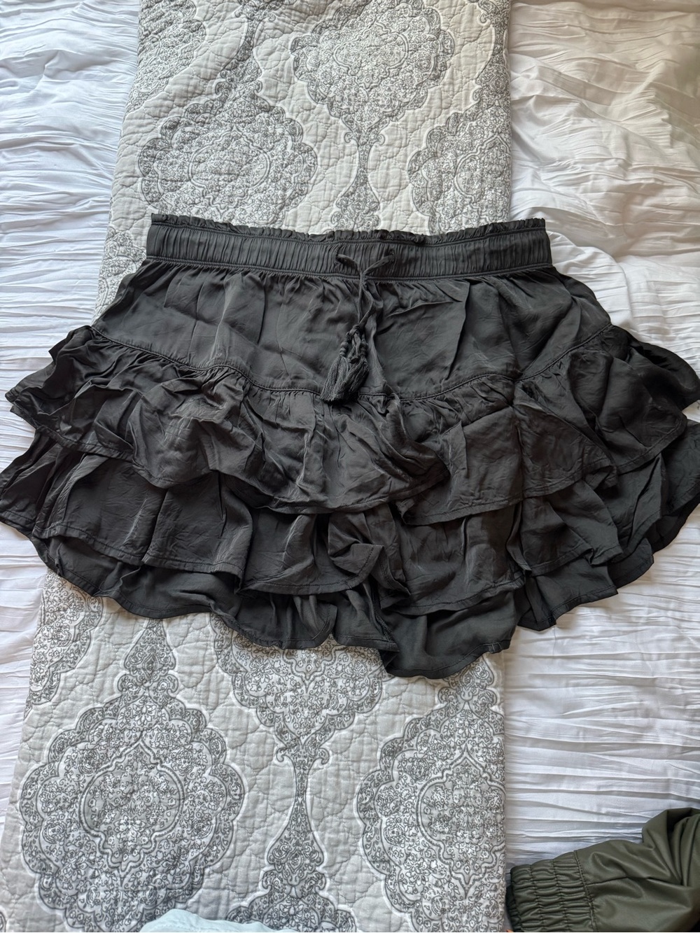 aerie Charcoal Black Ruffled Tiered Mini Skirt